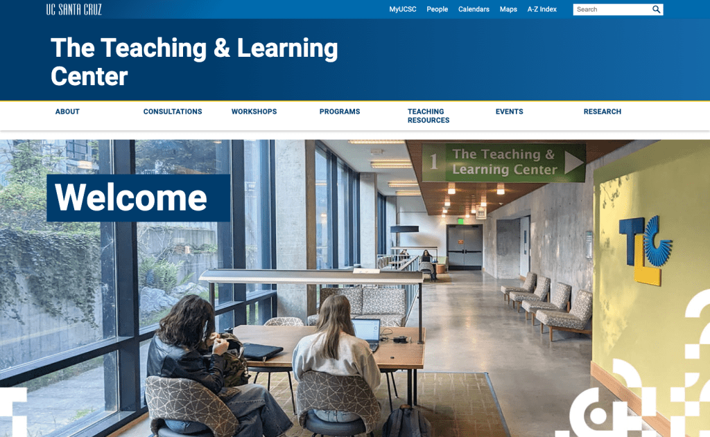 Screenshot of the The Teaching and Learning Center website