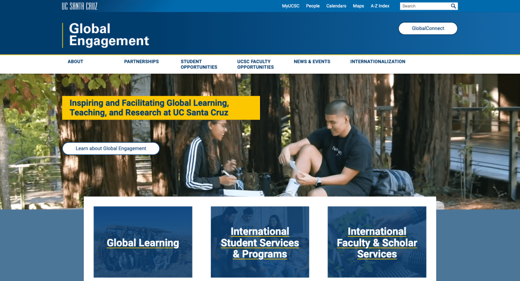 Screenshot of the Global Engagement website