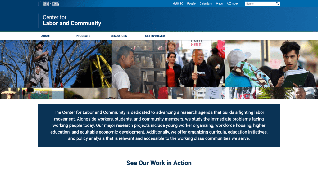 The UCSC Center for Labor and Community website 