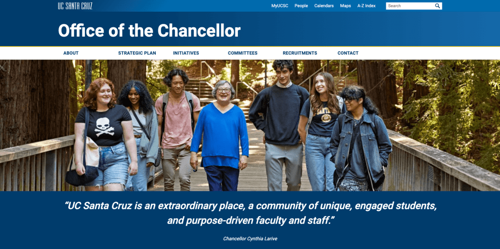 Screenshot of the Chancellor's website