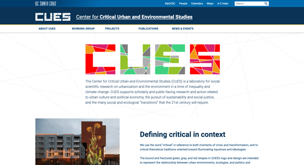 Screenshot of the CUES website