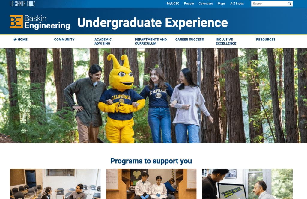 Baskin Engineering Undergraduate Experience website
