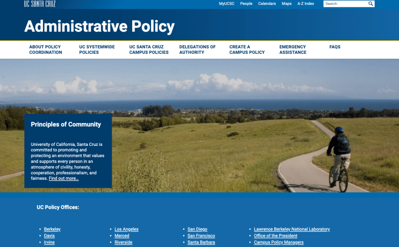 Administrative policy website screenshot